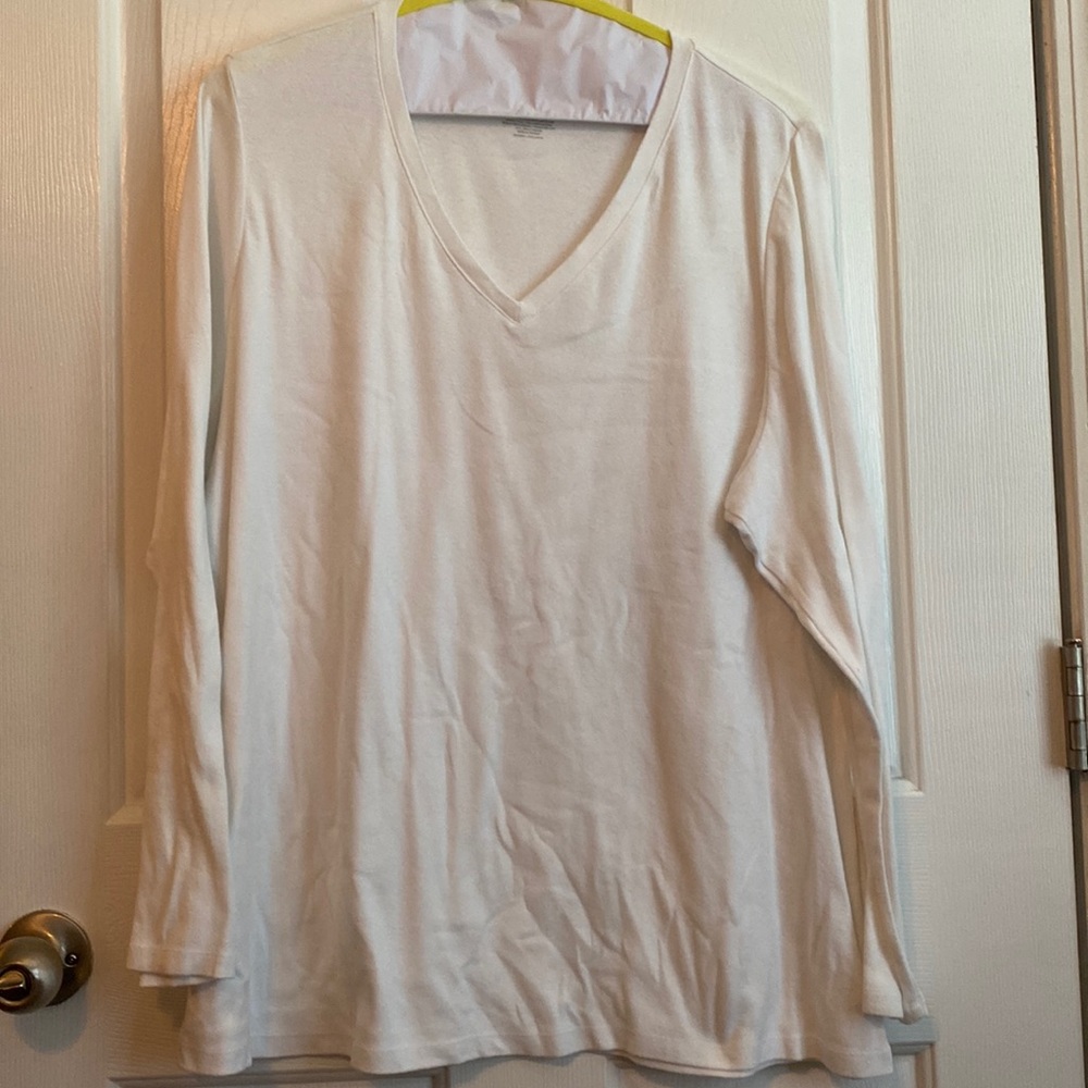 Lane Bryant Long Sleeve V neck Tee Shirt- White - 22/24